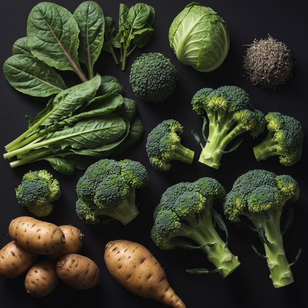 Mineral-rich plant foods under institutional lighting